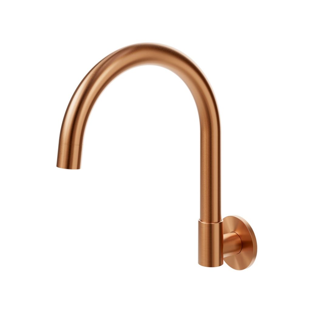 Gooseneck Wall-Mounted Swivel Spout Brushed Copper