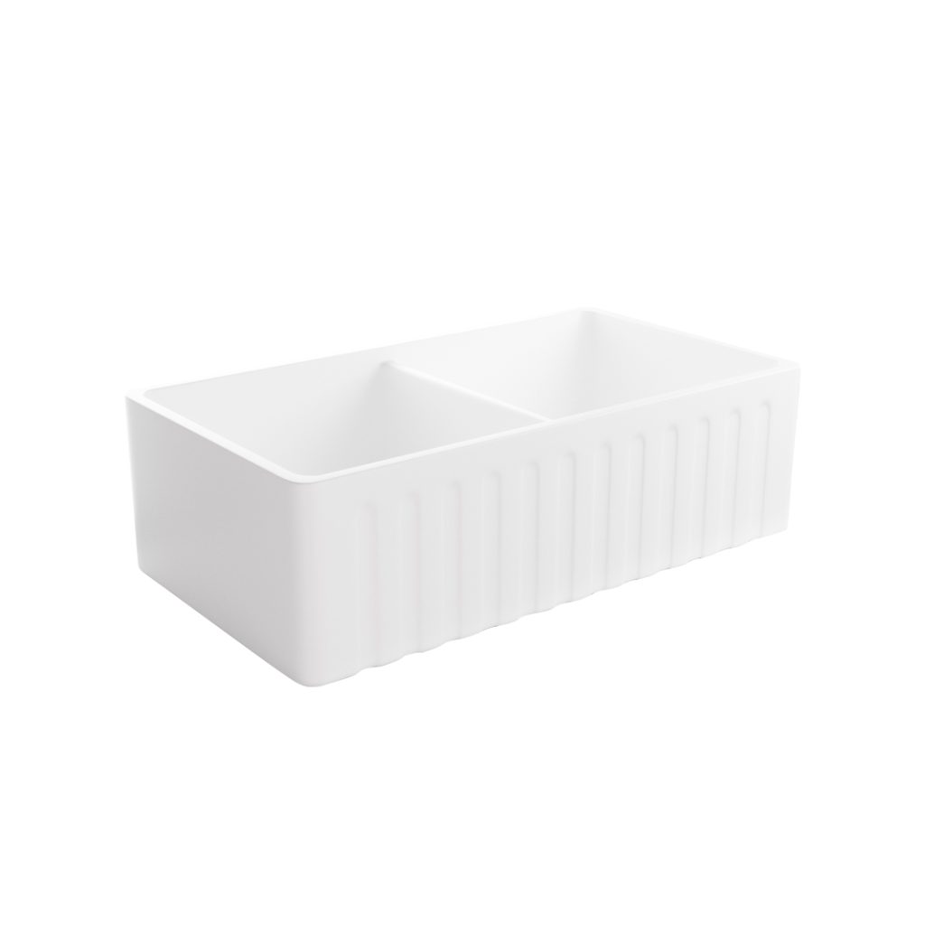 Henley Double Fluted Farmhouse Sink White Ceramic